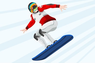 snowboard jump race snowboarder athlete winter sport man vector 3d isometric icon.
