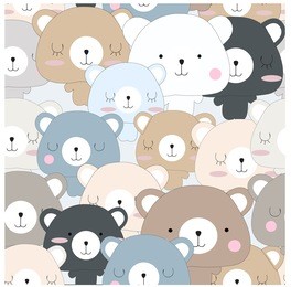 vintage seamless cute teddy bear blue grey pastel baby kid cartoon pattern vector hand draw doodle comic art illustration,for invitation card background or printed on textile or wrap paper