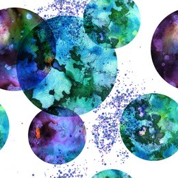 seamless pattern with beautiful circles . watercolor raster texture like a planets in the space.