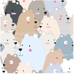 vintage seamless cute baby teddy bear blue grey pastel cartoon pattern vector hand draw doodle comic art illustration,for invitation card background or wall paper printed