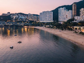 view of repulse bay beach in the southern part of hong kong island,the repulse bay is one of the high end living area in hong kong