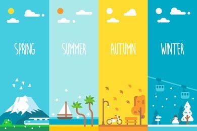 flat design 4 seasons background illustration vector