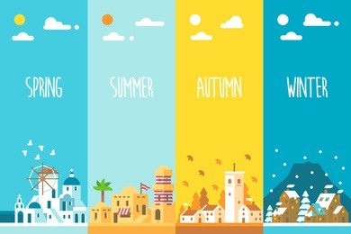 flat design 4 seasons background illustration vector