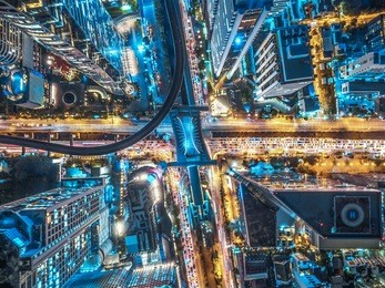 road traffic in city at thailand .