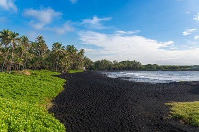 punaluu black sand beach, big island, hawaii