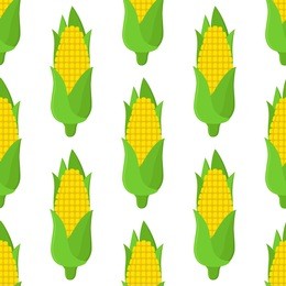 corn seamless pattern, vegetarian food, healthy nutrition. made in cartoon flat style