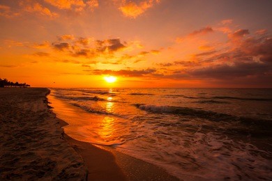 early morning sea shore