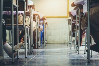 classmate educate doing final exam classrooms in rural schools in thailand classroom for education path between desks literacy concept leave space for the subtitles.