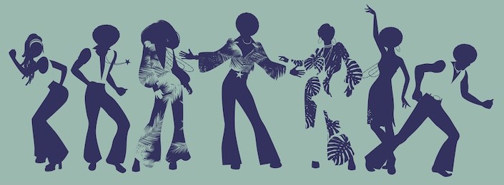 soul party time. dancers of soul, funk or disco.