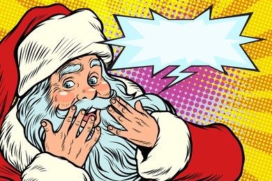 surprised reaction. santa claus christmas character. new year and christmas. pop art retro vector illustration