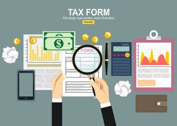 tax payment concept. state taxes. vector illustration of businessman calculation tax return. businessman calculation tax. flat design. tax form vector.