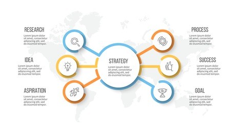 business hierarchy infographic. organization chart with 6 options. vector template.