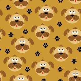 seamless pattern with dog. the new year 2018. vector illustration