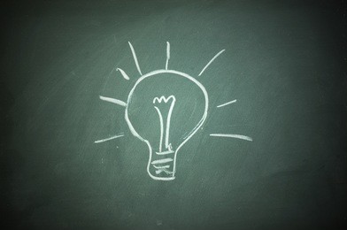 bulb mark on  blackboard