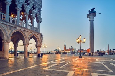 san marco square in the morning. venice or venezia city, italy, europe.