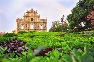 ruins of st. paul's church in macau, selective focus idea