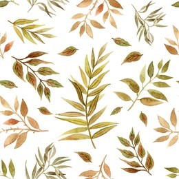 watercolor autumn leaves. hand painting seamless pattern