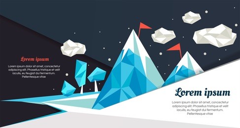 low poly landscape with mountian. vector design illustration.