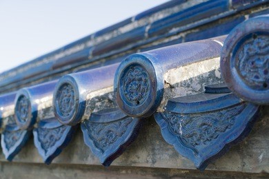 traditional chinese glazed roof tiles.