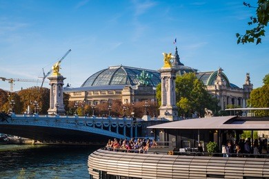 grand palais and pont alexandre iii in paris, france.