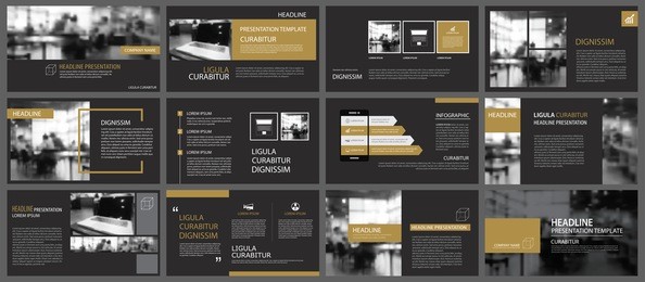 black gold presentation templates and infographics elements background. use for business annual report, flyer, corporate marketing, leaflet, advertising, brochure, modern style.