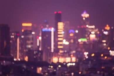 abstract urban night light bokeh defocused background, city night