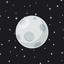 full moon cartoon on star background vector illustration