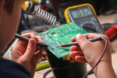 repair of electronic devices, tin soldering parts