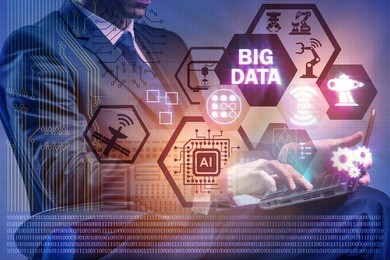 big data modern computing concept with businessman