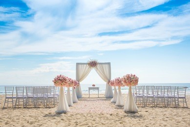 romantic wedding ceremony on the beach 