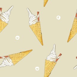 ice-cream cone seamless pattern vector.