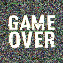 game over glitch text. anaglyph 3d effect. technological retro background. vector illustration. creative web template. flyer, poster layout. computer program, console screen, retro arcade