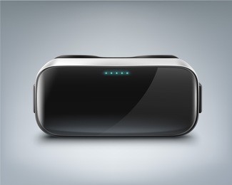 vector optical head-mounted display or virtual reality glasses front view isolated on background