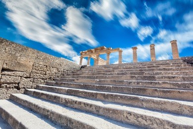 acropolis of lindos, island of rhodes, dodecanese, greece