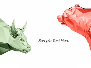 render illustration of golden bull and bear head