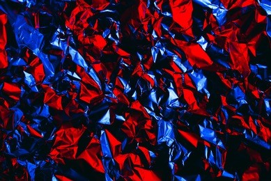 aluminum foil illuminated two-color light blue cyan and red magenta