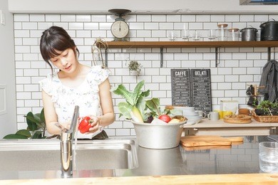 organic vegetables and young woman