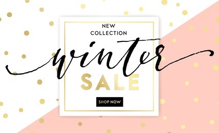 winter shopping sale flyer template with lettering. trendy cute background. poster, card, label, banner design. geometrical fond. vector illustration eps10.