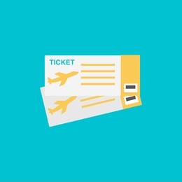 air ticket vector icon in turquoise background