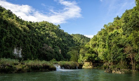 loboc river waterfalls, bohol island, philippines
