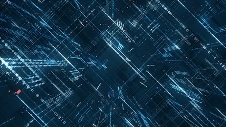 digital binary code matrix background - 3d rendering of a scientific technology data binary code network conveying connectivity, complexity and data flood of modern digital age