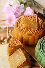festival moon cake - chinese cake and tea
