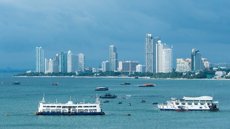 pattaya city - bali hai pier beach view of pattaya chonburi province thailand