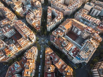 barcelona city grid aerial