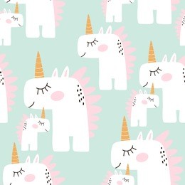 cute seamless pattern with fairy unicorns. childish texture for fabric, textile. scandinavian style. vector illustration