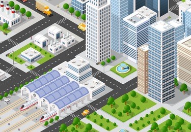 top view of the city