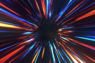 wormhole right in time and space, clouds and millions of stars. acceleration directly through this scientific wormhole with the space. 3d illustration