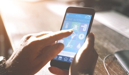 smart house home automation device smartphone with app icons