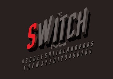 vector of modern switch font and alphabet