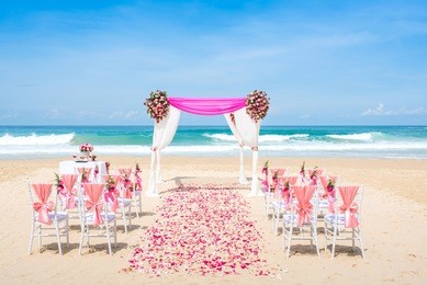 romantic wedding ceremony on the beach